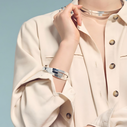 Bracciale UNOAERRE Rigido a Tre Fili in Bronzo Argentato | Collezione Lux 2419