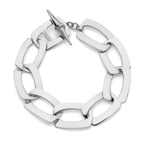 Bracciale UNOAERRE in Bronzo Argentato con Maglia Piatta Squadrata | Cod. 2441
