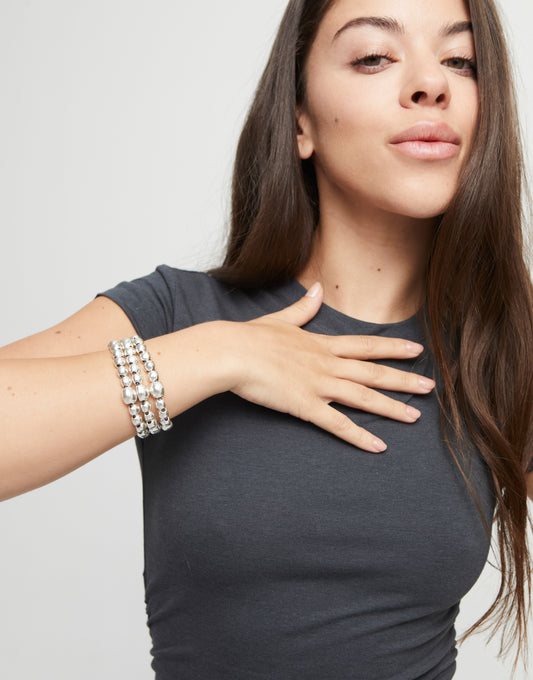 Bracciale UNOde50 Ser Intrépida Tre Fili Placcato Argento Sterling pul2550mtl0000m