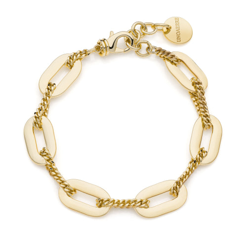 Bracciale Unoaerre Fantasia Dorato con Maglie Ovali e Grumetta 2374
