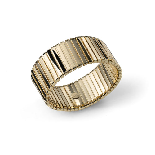 Bracciale a fascia alta Unoaerre in bronzo dorato 24K con lavorazione flessibile Tubogas - Alfano Gioielli Gioielleria Palermo.