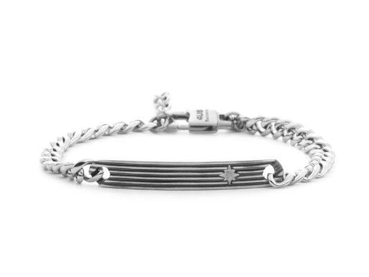 Bracciale Uomo 4US Cesare Paciotti - Catena e Placchetta Rigata (4UBR7801)