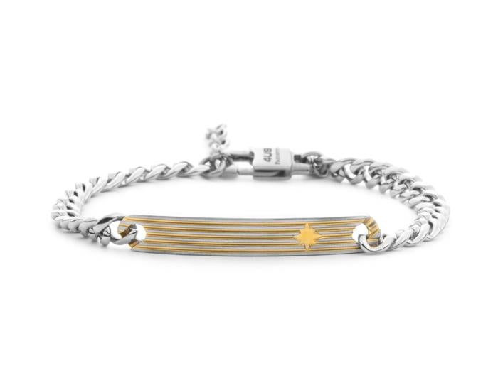 Bracciale Uomo 4US Cesare Paciotti - Catena e Placchetta Rigata Dorata (4UBR7802)