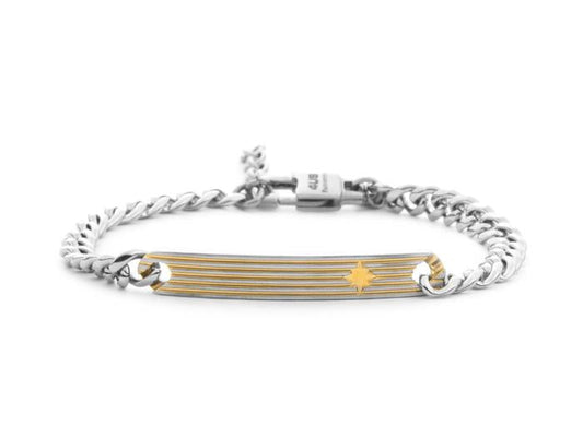 Bracciale Uomo 4US Cesare Paciotti - Catena e Placchetta Rigata Dorata (4UBR7802)