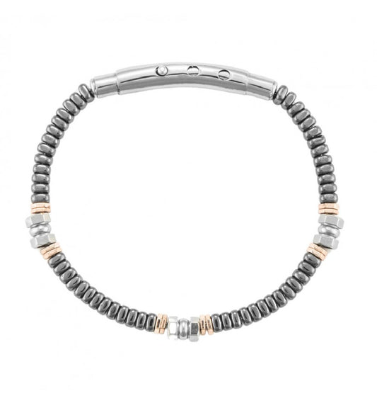 Bracciale Uomo 4US Cesare Paciotti in Acciaio Rodiato e Rose Gold con Ematite - 4UBR7019