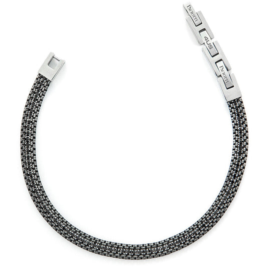 Bracciale Uomo 4US Cesare Paciotti in Acciaio con Cristalli Neri - 4UBR6349