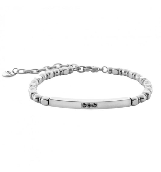 Bracciale Uomo 4US Cesare Paciotti in Acciaio con Cubotti di Ematite e Zirconi Neri - 4UBR6997