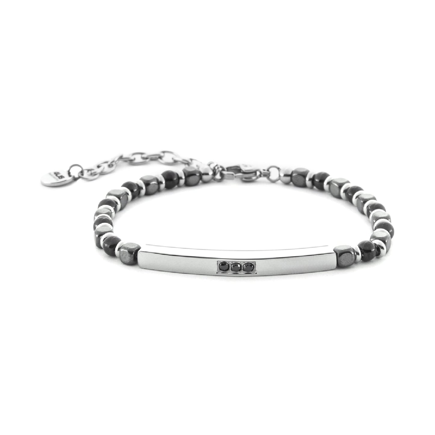 Bracciale Uomo 4US Cesare Paciotti in Acciaio con Cubotti di Ematite e Zirconi Neri - 4UBR6998