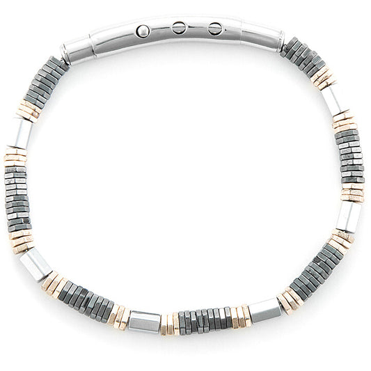 Bracciale Uomo 4US Cesare Paciotti in Acciaio con Dettagli Dorati ed Ematite - 4UBR6457