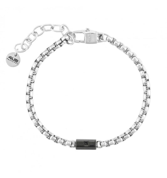 Bracciale Uomo 4US Cesare Paciotti in Acciaio con Elemento Nero e Zircone - 4UBR7016