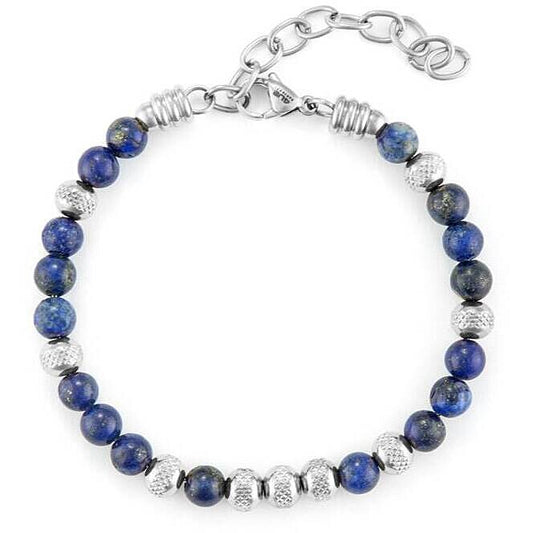 Bracciale Uomo 4US Cesare Paciotti in Acciaio con Pietre Naturali e Lapis Blu - 4UBR6758