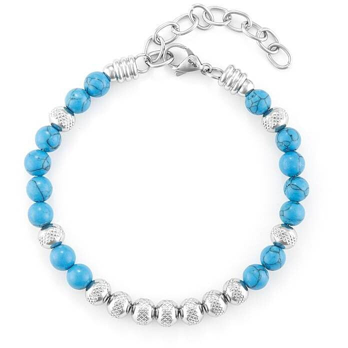 Bracciale Uomo 4US Cesare Paciotti in Acciaio con Pietre Naturali e Turchese - 4UBR6750