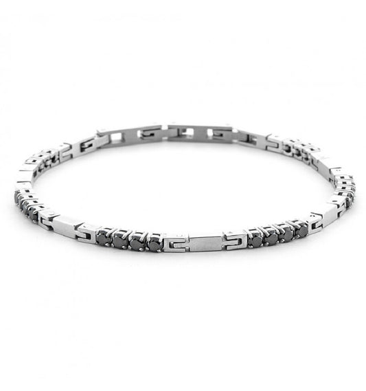 Bracciale Uomo 4US Cesare Paciotti in Acciaio con Zirconi Neri - 4UBR6441