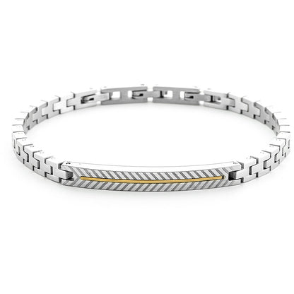 Bracciale Uomo 4US Cesare Paciotti in Acciaio e Oro 18kt con Targa - 4UBR6935