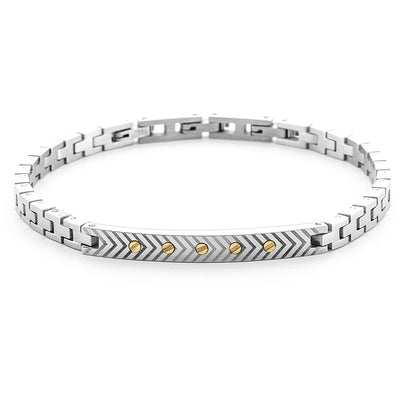 Bracciale Uomo 4US Cesare Paciotti in Acciaio e Oro 18kt con Targa - 4UBR6937