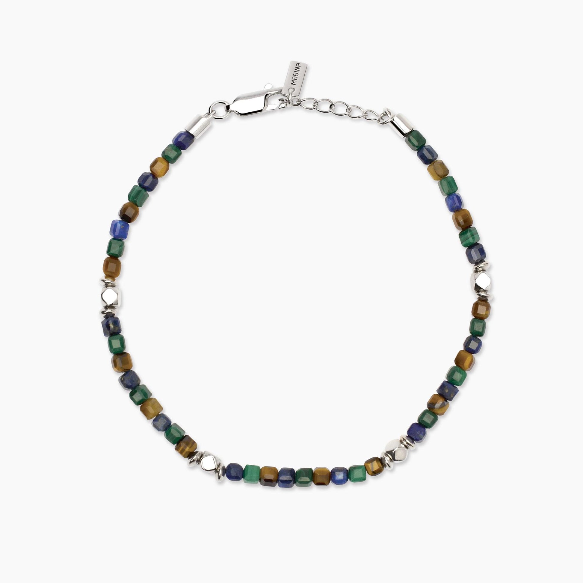 Bracciale Uomo Mabina PORTO ALEGRE in Argento Rodiato con Pietre Multicolor - Regolabile - Codice: 534091