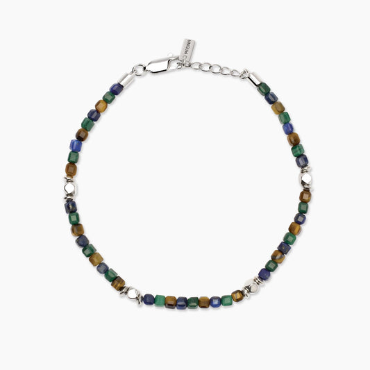 Bracciale Uomo Mabina PORTO ALEGRE in Argento Rodiato con Pietre Multicolor - Regolabile - Codice: 534091