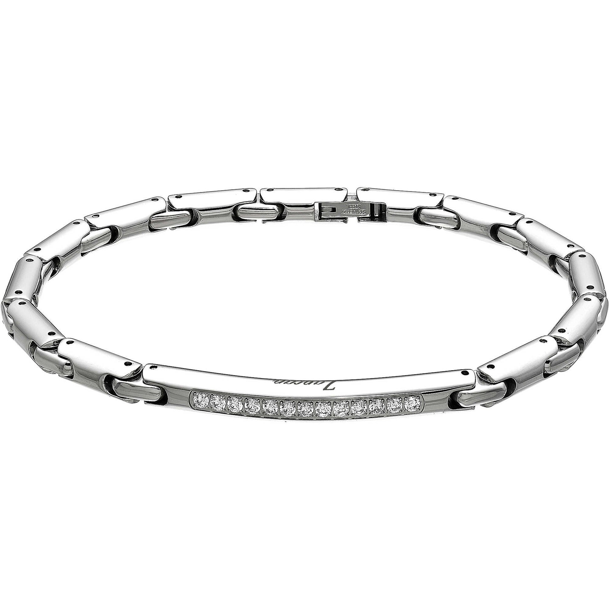 Bracciale maschile Zancan in argento 925 a maglia tecnica snodata con viti in oro rosa 18kt e spinelli neri incastonati.