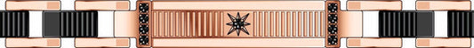 Bracciale maschile Zancan Hi-Teck in acciaio satinato con piastra centrale e tre viti decorative in oro rosa 18kt.