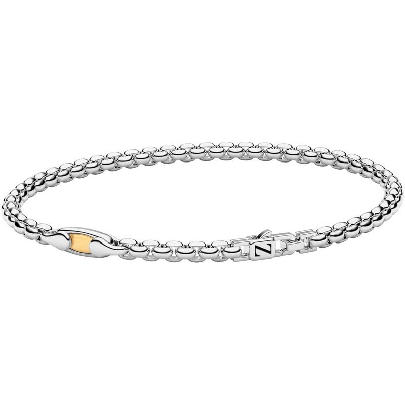 Bracciale da uomo Zancan Insignia in argento 925 con piccolo inserto centrale in oro rosa 18kt e uno spinello nero incastonato.