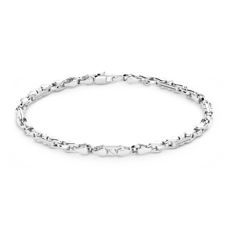 Bracciale maschile Zancan Insignia in argento 925 con piastra centrale lucida e sette spinelli neri incastonati.