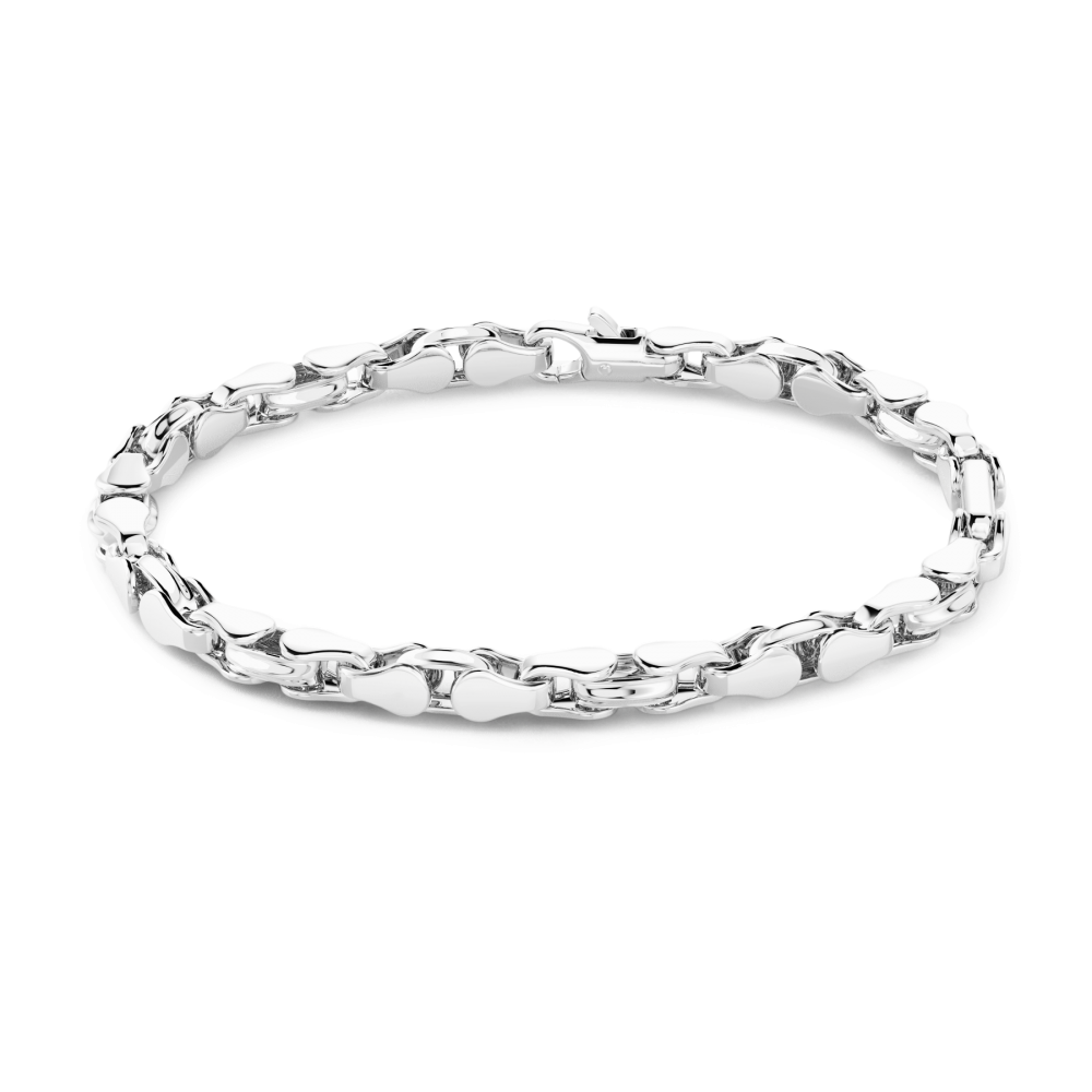 Bracciale maschile Zancan Insignia in argento 925 con piastra centrale liscia e maglia snodata geometrica.