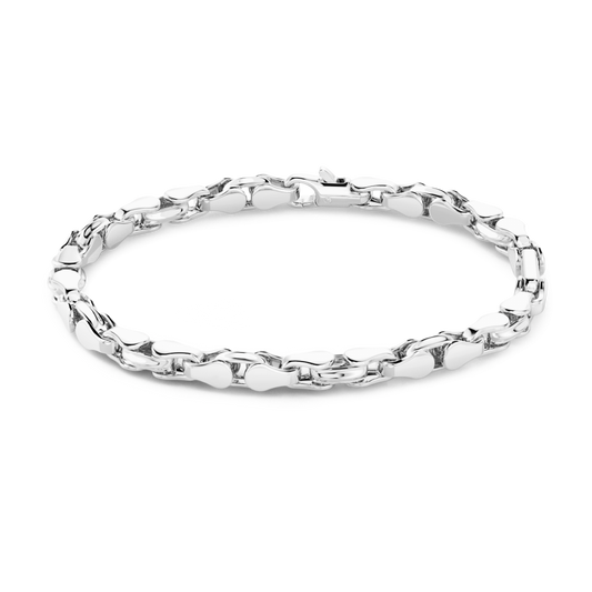 Bracciale maschile Zancan Insignia in argento 925 con piastra centrale liscia e maglia snodata geometrica.