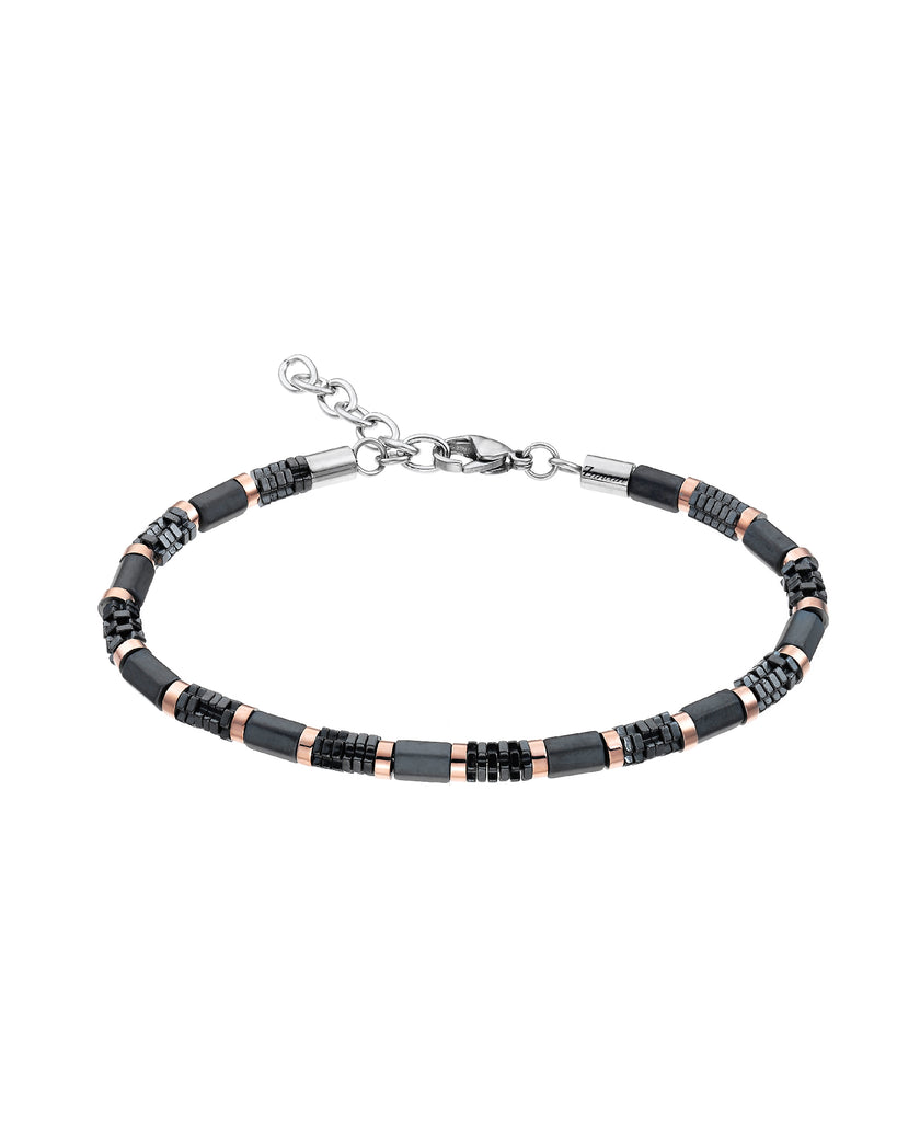 Bracciale maschile Zancan in argento 925 brunito con catena e piastra centrale Rosa dei Venti.