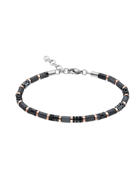 Bracciale maschile Zancan in argento 925 brunito con catena e piastra centrale Rosa dei Venti.