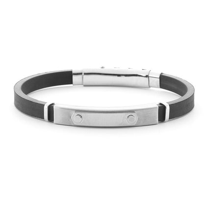 Bracciale Uomo in Acciaio e Gomma Nera 4US Cesare Paciotti - 4UBR6207