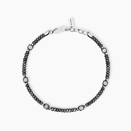 Bracciale Uomo in Argento con Rondelle Faccettate ed Ematite Mabina Gioielli 533855