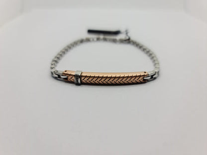 Bracciale Zancan Acciaio Uomo con Piastra Centrale Rosè UHB004