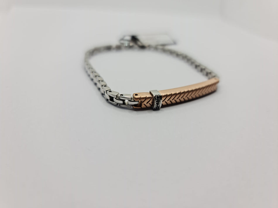 Bracciale Zancan Acciaio Uomo con Piastra Centrale Rosè UHB004