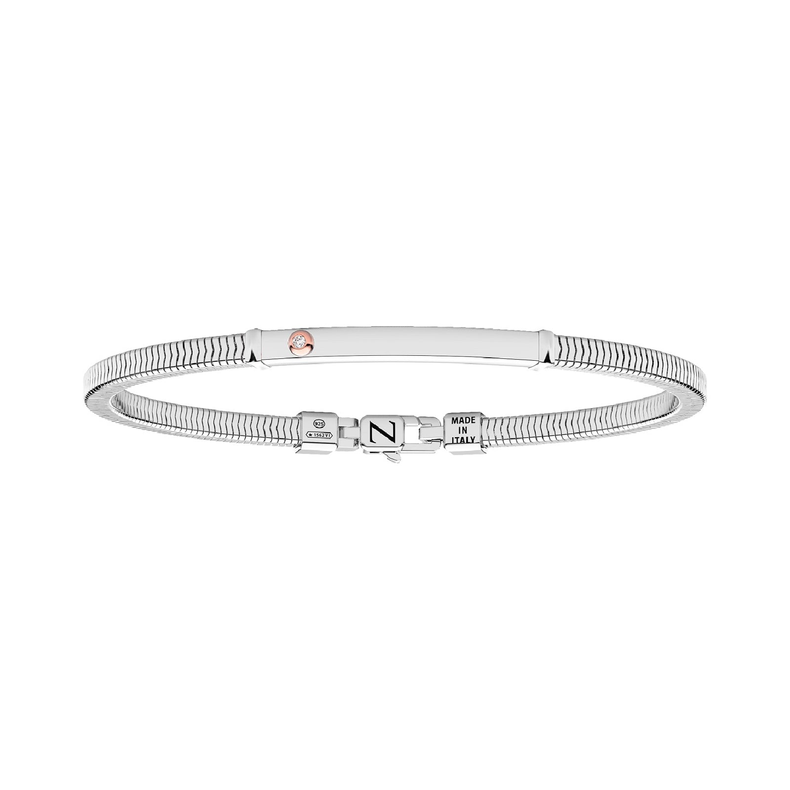 Bracciale Zancan Argento Targa Oro Rosa Zircone ESB333R