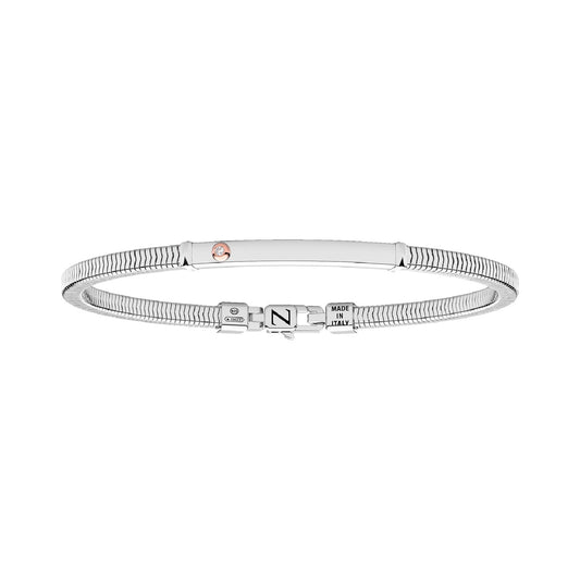 Bracciale Zancan Argento Targa Oro Rosa Zircone ESB333R