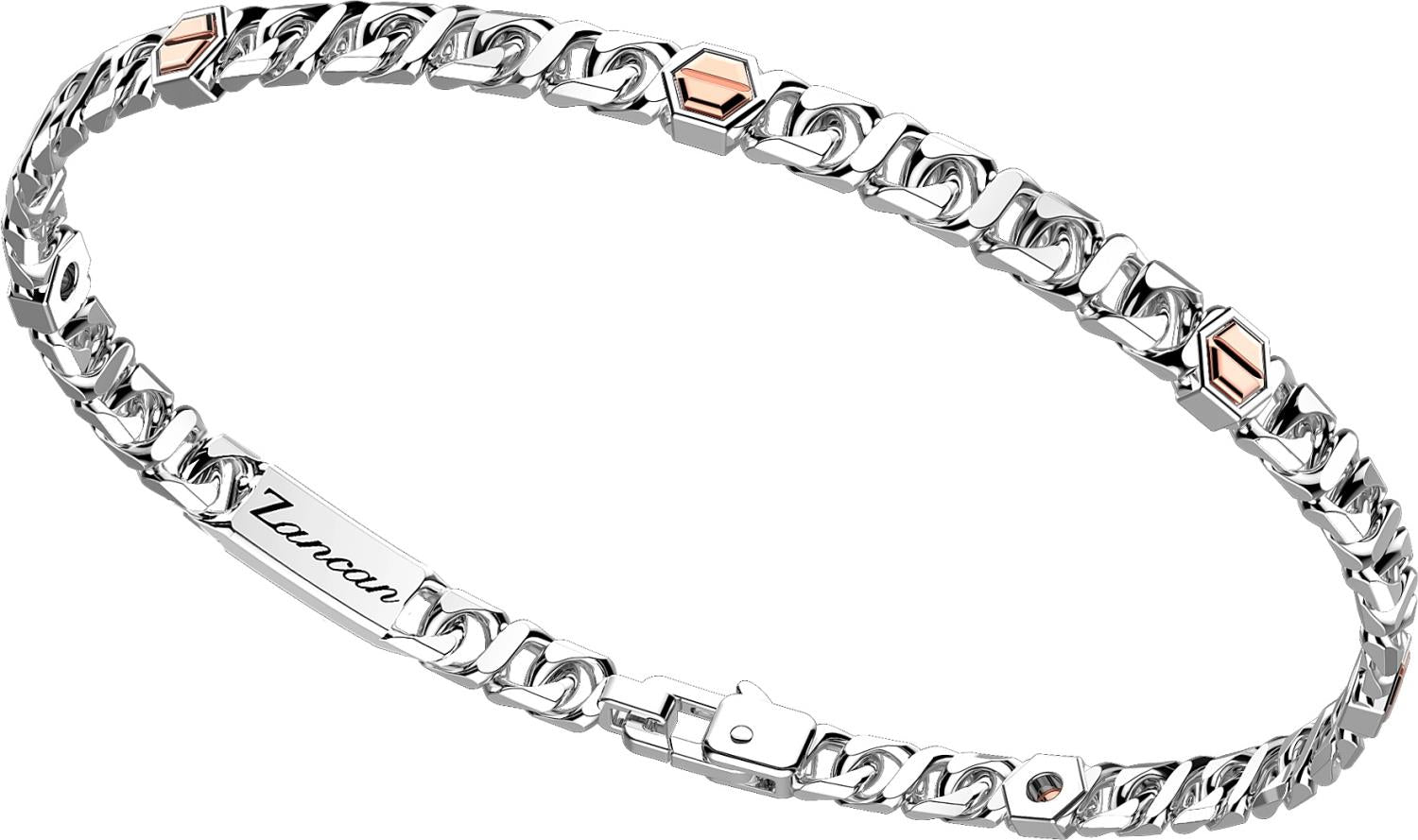 Bracciale Zancan Unisex in Argento e Oro Rosa - Collezione Alpha EXB887R