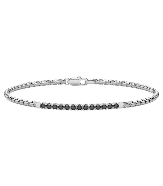 Bracciale Zancan Uomo Semirigido Argento Spinelli Neri ESB381-NE