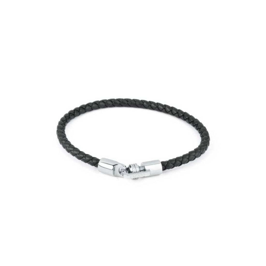 Bracciale da Uomo in Acciaio e Pelle Nera - S'Agapò - SCM01