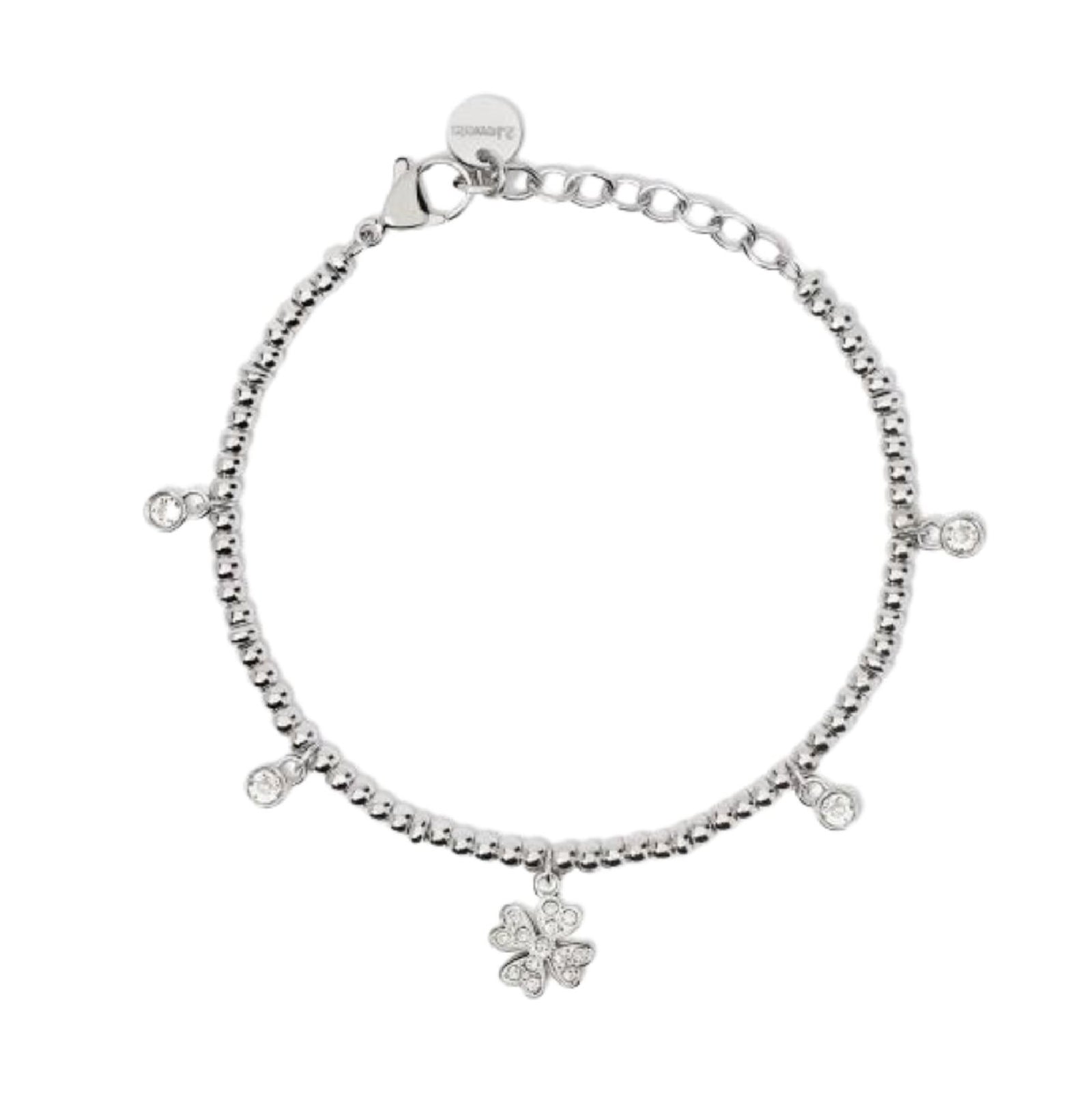 Bracciale in Acciaio 316L con Cristalli e Quadrifoglio - Codice: 232621