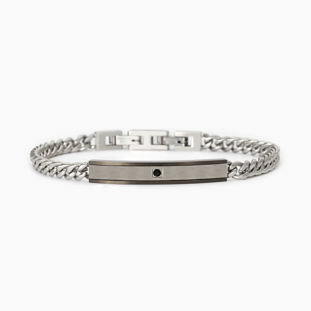 Bracciale in acciaio 316L PVD gunmetal cristalli 232471