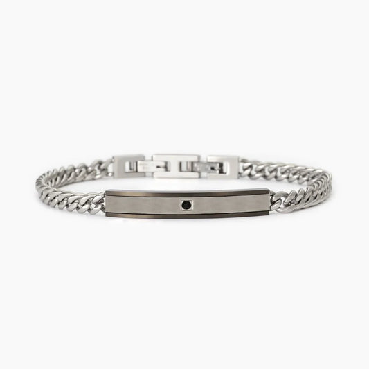 Bracciale in acciaio 316L PVD gunmetal cristalli 232471