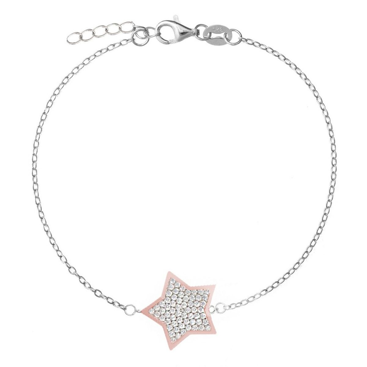 Bracciale in argento 925 ChiMiAma con cuore centrale circondato da zirconi e catenina impreziosita da punti luce bianchi - Alfano Gioielli