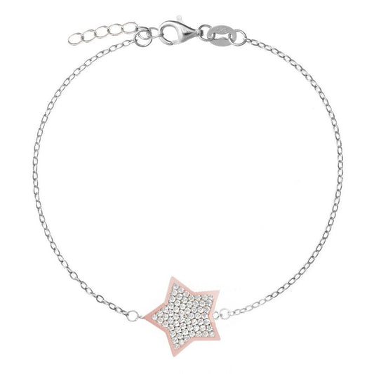 Bracciale in argento 925 ChiMiAma con cuore centrale circondato da zirconi e catenina impreziosita da punti luce bianchi - Alfano Gioielli