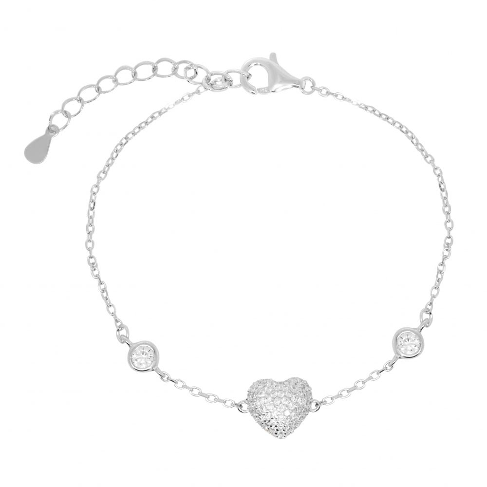 Bracciale in argento 925 ChiMiAma con singolo punto luce centrale a forma di cuore in zircone bianco brillante - Alfano Gioielli