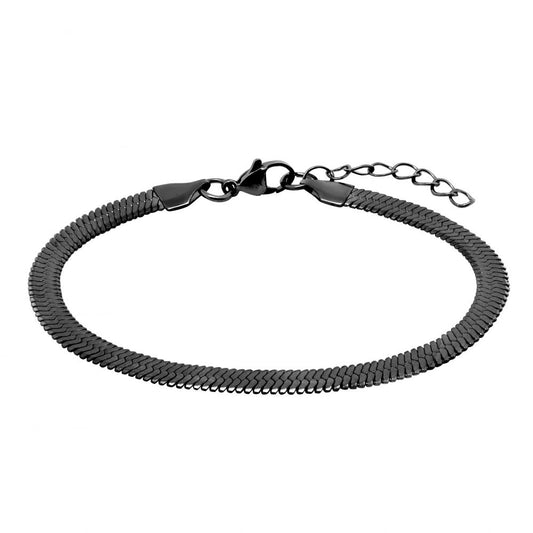 Bracciale maschile ChiMiAma in acciaio 316L con piastra centrale ad inserti neri e viti decorative - Alfano Gioielli