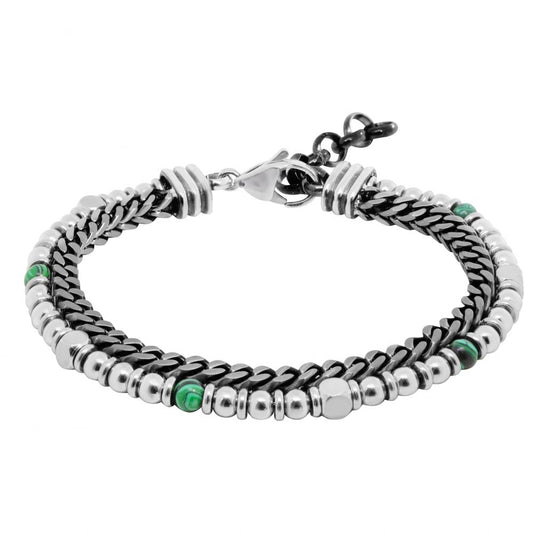 Bracciale maschile ChiMiAma in acciaio 316L sottile con dettagli tecnici e chiusura a moschettone - Alfano Gioielli
