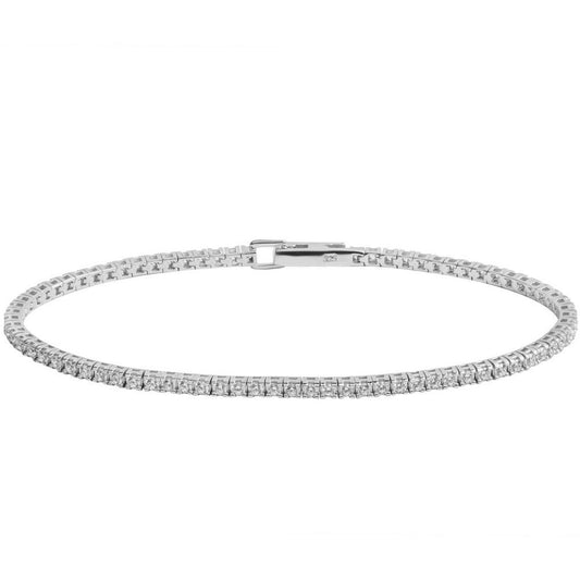 Bracciale modello tennis ChiMiAma in argento 925 con zirconi bianchi e dettaglio centrale a forma di cuore - Alfano Gioielli