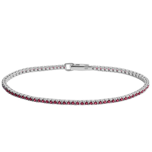 Bracciale modello tennis ChiMiAma in argento 925 con zirconi bianchi e dettaglio centrale a forma di cuore azzurro cielo - Alfano Gioielli