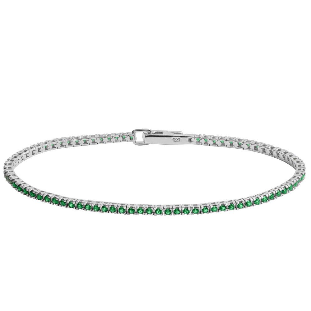 Bracciale modello tennis ChiMiAma in argento 925 con zirconi bianchi e dettaglio centrale a forma di cuore blu zaffiro - Alfano Gioielli 2