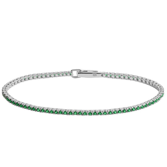 Bracciale modello tennis ChiMiAma in argento 925 con zirconi bianchi e dettaglio centrale a forma di cuore blu zaffiro - Alfano Gioielli 2